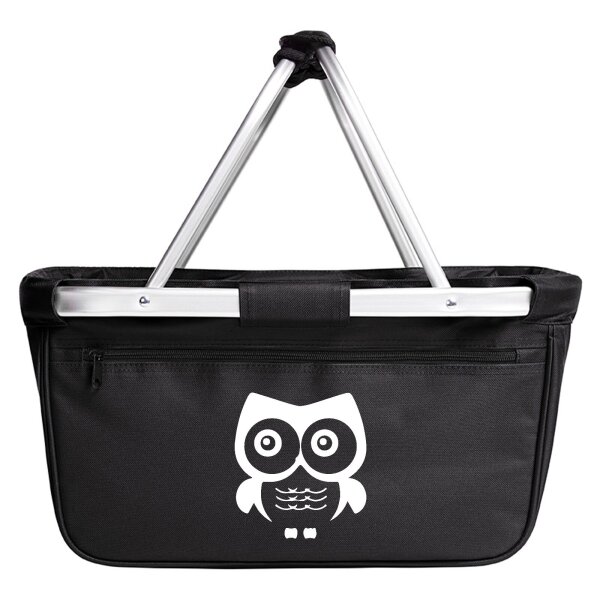 Einkaufskorb faltbar Eule Comic 20 Liter Black