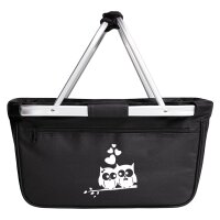 Einkaufskorb faltbar Eulenpaar Herzen 20 Liter Black