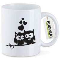 Kaffeetasse Eulenpaar Herzen 330ml