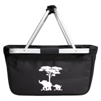 Einkaufskorb faltbar Elefanten Silhouette 20 Liter Black