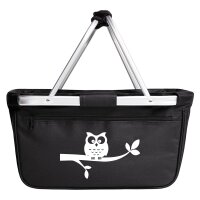 Einkaufskorb faltbar Eule auf Ast Comic 20 Liter Black