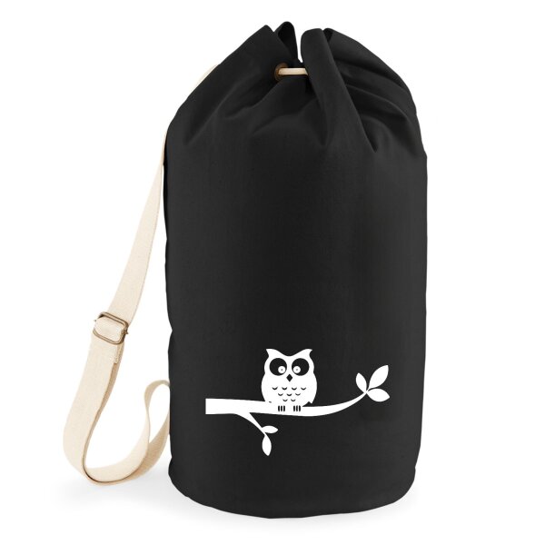 Seesack Eule auf Ast Comic 20 Liter Black