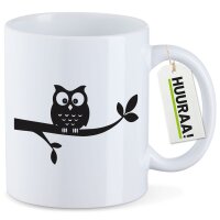 Kaffeetasse Eule auf Ast Comic 330ml