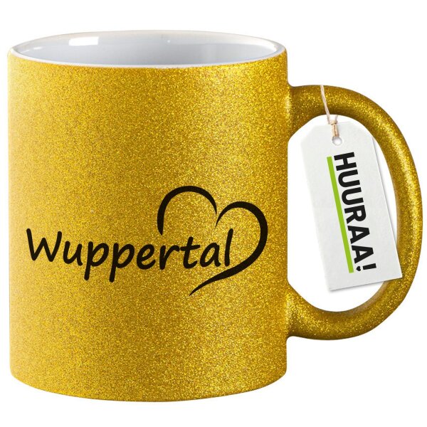 Glitzertasse Wuppertal Herz 330ml