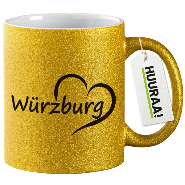 Glitzertasse Würzburg Herz 330ml