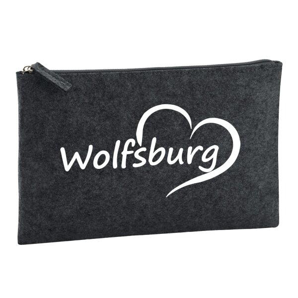 Kulturbeutel Wolfsburg Herz 1 Liter Charcoal