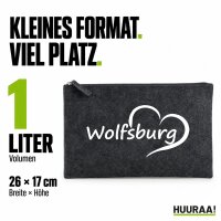 Kulturbeutel Wolfsburg Herz 1 Liter Charcoal