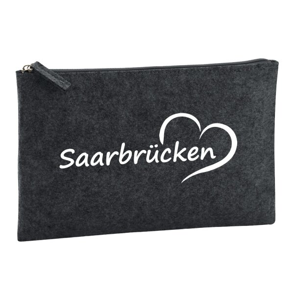 Kulturbeutel Saarbrücken Herz 1 Liter Charcoal