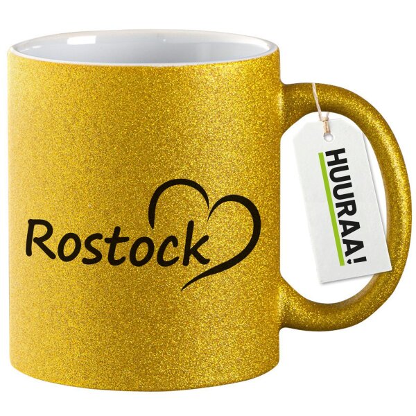 Glitzertasse Rostock Herz 330ml