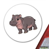 Aufkleber Zwergflusspferdbaby Comic 10cm rund