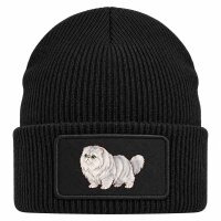 Beanie mit Patch Perserkatze Comic Black