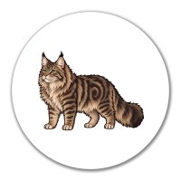 Aufkleber Maine Coon Comic 10cm rund