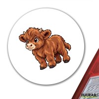 Aufkleber Zottelrindbaby Comic 10cm rund