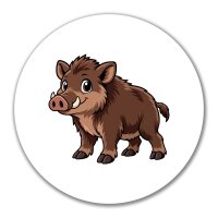 Aufkleber Wildschwein Comic 10cm rund