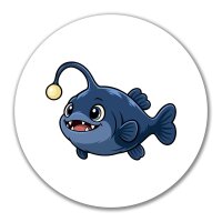 Aufkleber Tiefsee-Anglerfisch Comic 10cm rund
