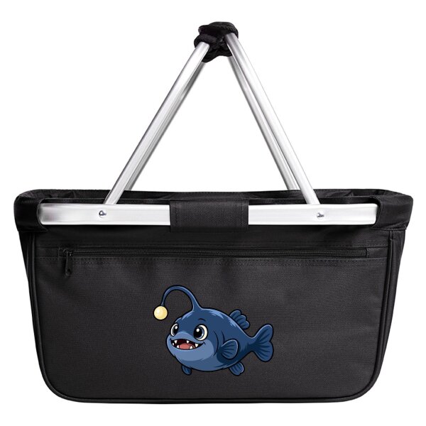 Einkaufskorb faltbar Tiefsee-Anglerfisch Comic 20 Liter Black
