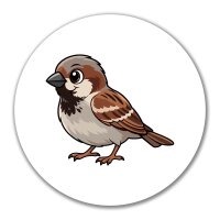 Aufkleber Spatz Comic 10cm rund