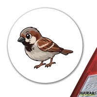 Aufkleber Spatz Comic 10cm rund