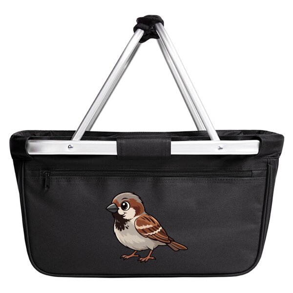 Einkaufskorb faltbar Spatz Comic 20 Liter Black
