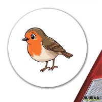Aufkleber Rotkehlchen Comic 10cm rund