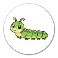 Aufkleber Raupe Comic 10cm rund