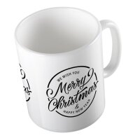Kaffeetasse Merry Christmas Schriftzug Weiß 330ml