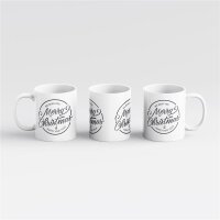 Kaffeetasse Merry Christmas Schriftzug Weiß 330ml