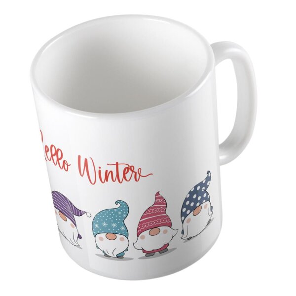 Kaffeetasse Hello Winter Wichtel Weiß 330ml