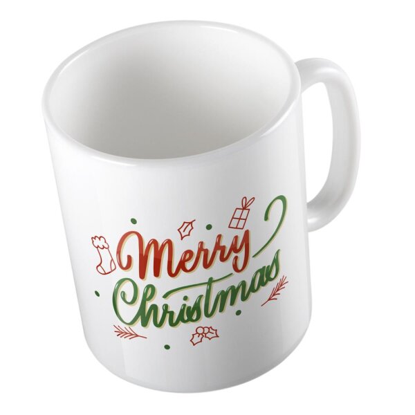 Kaffeetasse Merry Christmas Grün Rot Weiß 330ml