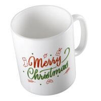 Kaffeetasse Merry Christmas Grün Rot Weiß 330ml