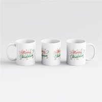Kaffeetasse Merry Christmas Grün Rot Weiß 330ml