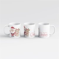 Kaffeetasse Merry Christmas Weihnachtsmann Weiß 330ml