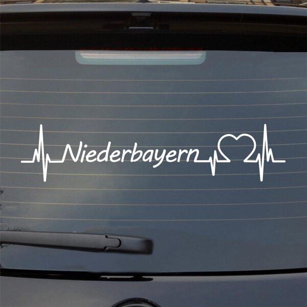 Niederbayern Puls Herzschlag Fun Sticker Auto-Aufkleber mit Namen deiner lieblings Region Heckscheibenaufkleber