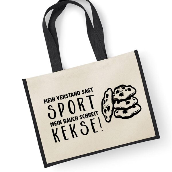 Jutetasche Verstand Sport Bauch Kekse Black 21 Liter