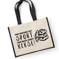 Jutetasche Verstand Sport Bauch Kekse Black 21 Liter