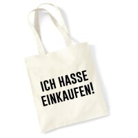 Jutebeutel Ich hasse Einkaufen 10 Liter