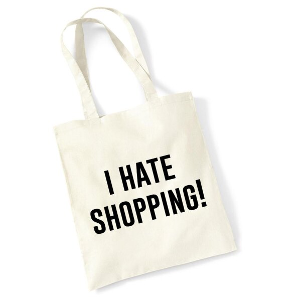 Jutebeutel I hate shopping 10 Liter