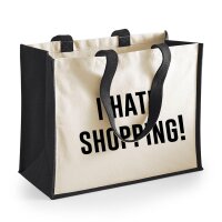 Jutetasche I hate shopping Black 21 Liter