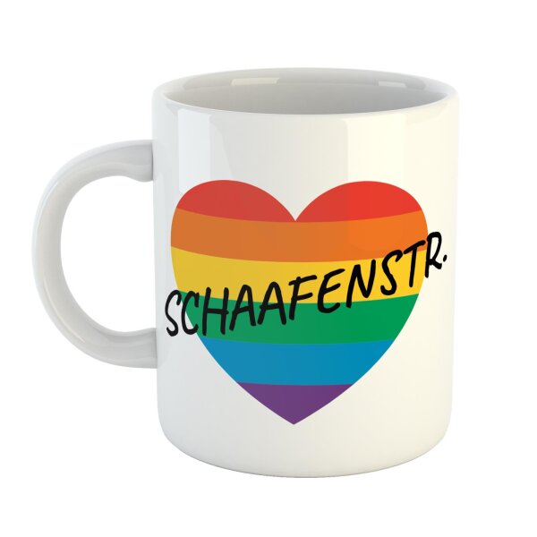 Kaffeetasse Schaafenstraße Herz Pride Weiß 330ml