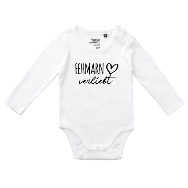 Unisex Babybody Fehmarn verliebt Größe 74 White