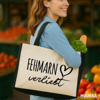 Jutetasche Fehmarn verliebt 21 Liter Black