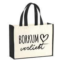 Jutetasche Borkum verliebt 21 Liter Black