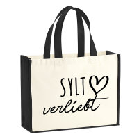 Jutetasche Sylt verliebt 21 Liter Black
