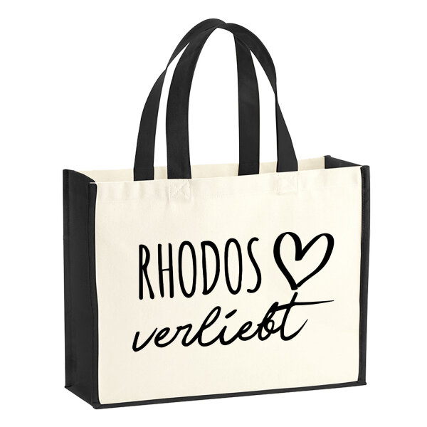Jutetasche Rhodos verliebt 21 Liter Black