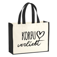 Jutetasche Korfu verliebt 21 Liter Black