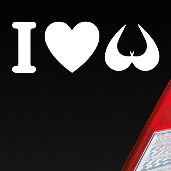 Autoaufkleber I love Boobs Weiss Matt ca. 15x5cm