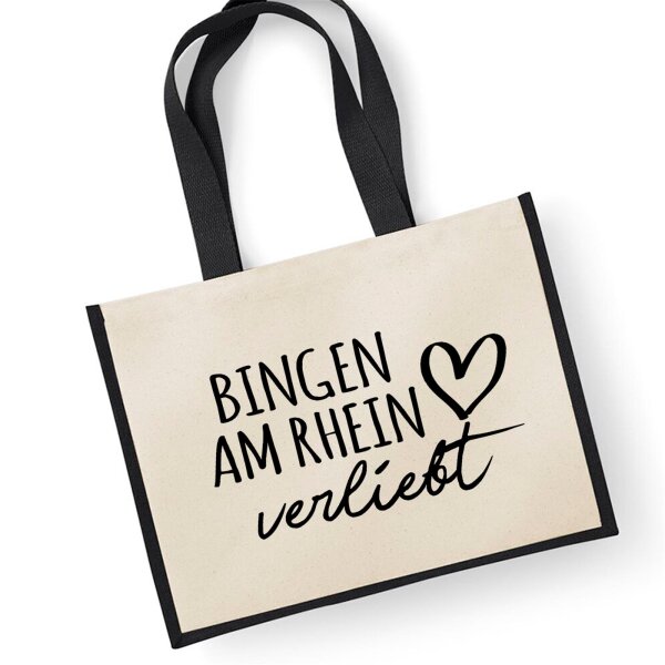 Jutetasche Nidderau verliebt Black 21 Liter