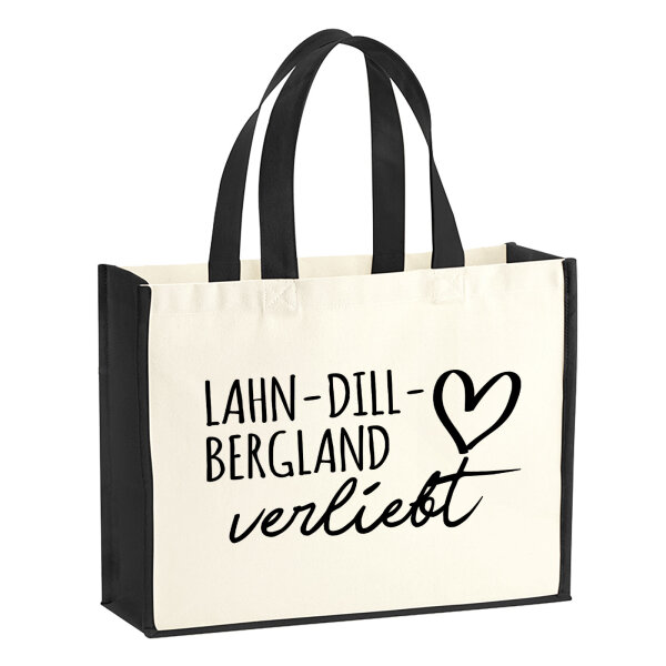 Jutetasche Lahn-Dill-Bergland verliebt 21 Liter Black