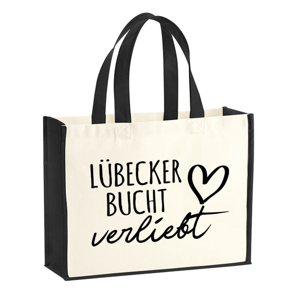 Jutetasche Lübecker Bucht verliebt 21 Liter Black