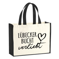 Jutetasche Lübecker Bucht verliebt 21 Liter Black